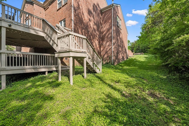 1308 Beech Hollow Dr, Nashville, TN 37211 - view of green lawn featuring stairs and a deck