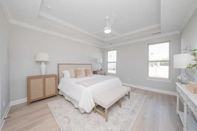 5329 Bridgemore Blvd, Murfreesboro, TN 37129 - bedroom with a raised ceiling, light wood finished floors, baseboards, and crown molding