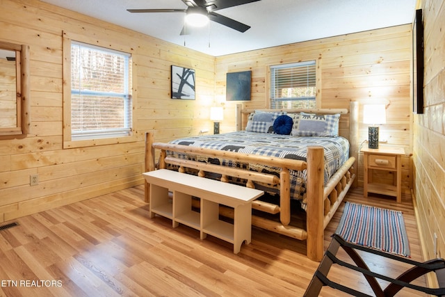 2819 Pine Haven Dr, Sevierville, TN 37862 - bedroom featuring light wood-type flooring and wooden walls
