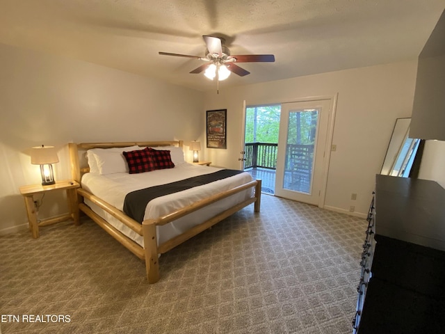 518 Deer Path Ln, Gatlinburg, TN 37738 - carpeted bedroom with access to exterior, baseboards, and ceiling fan