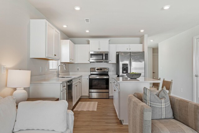 2720 Thornton Grove Blvd, Nashville, TN 37207 - kitchen with stainless steel appliances, a sink, light wood-type flooring, a kitchen island, and open floor plan