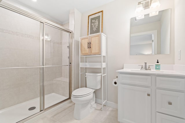 2720 Thornton Grove Blvd, Nashville, TN 37207 - full bath featuring toilet, vanity, a shower stall, baseboards, and tile patterned flooring