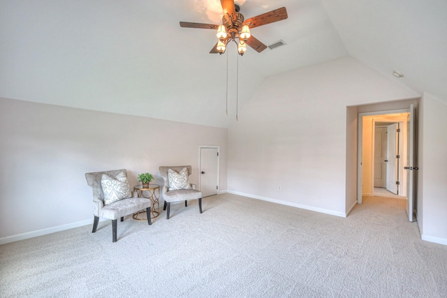 1008 Beverly Ln, Spring Hill, TN 37174 - sitting room with lofted ceiling, carpet, ceiling fan, and baseboards