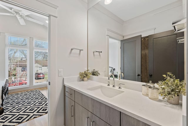 6003B Pennsylvania Ave, Nashville, TN 37209 - bathroom featuring a ceiling fan, vanity, and wood finished floors