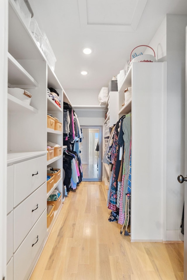 6003B Pennsylvania Ave, Nashville, TN 37209 - walk in closet featuring wood finished floors and attic access