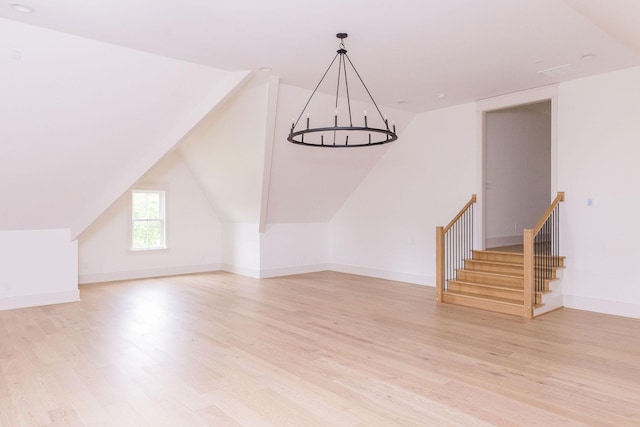 2576 Goose Creek Byp, Franklin, TN 37064 - bonus room with light wood-style floors, a chandelier, stairway, baseboards, and vaulted ceiling