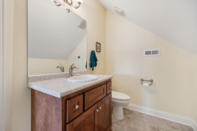 6611 Arno College Grove Rd, College Grove, TN 37046 - bathroom with vaulted ceiling, vanity, toilet, and baseboards