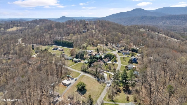 338 Lindsey Mill Cir, Rocky Top, TN 37769 - aerial view of property and surrounding area with a mountainous background and a forest