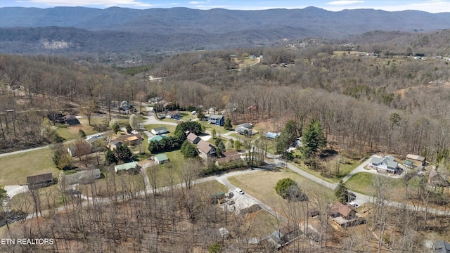 338 Lindsey Mill Cir, Rocky Top, TN 37769 - aerial view of property's location featuring a mountain backdrop and a forest