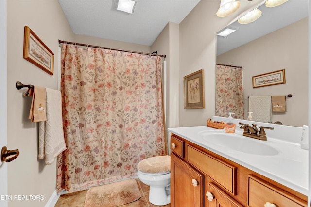 5606 Bridgehampton Dr, Powell, TN 37849 - bathroom featuring vanity, toilet, tile patterned flooring, and a shower with shower curtain