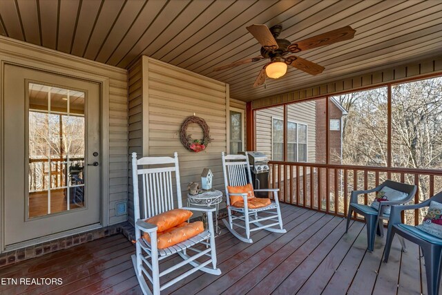 5606 Bridgehampton Dr, Powell, TN 37849 - sunroom / solarium featuring ceiling fan and plenty of natural light