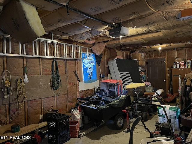 basement with a garage