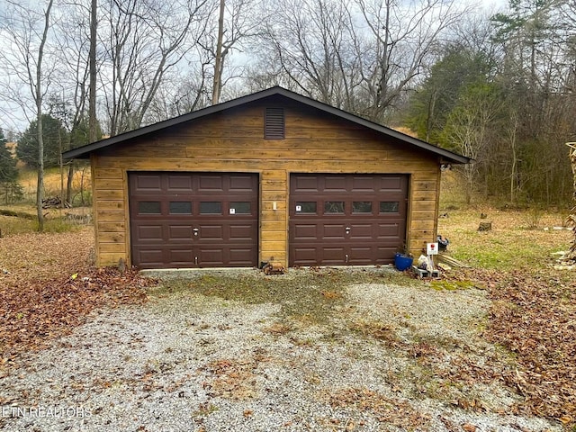 view of detached garage