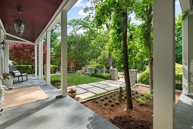 view of patio featuring covered porch