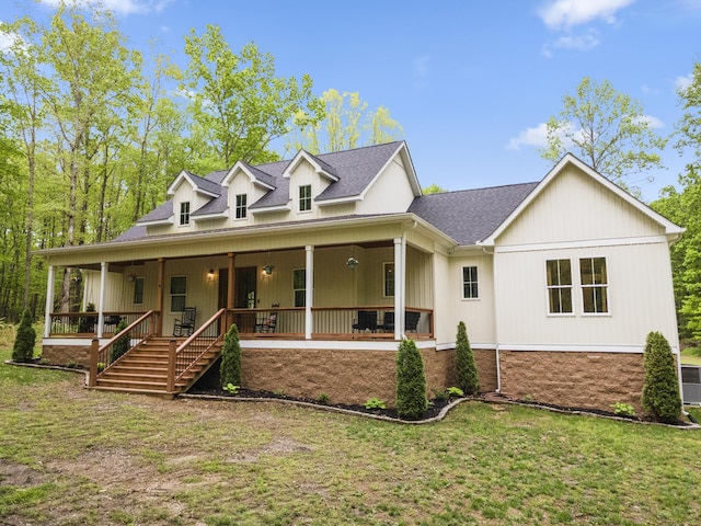 12684 US Highway 41, Tracy City, TN 37387 - view of front of property with a shingled roof, a front lawn, covered porch, and stairway