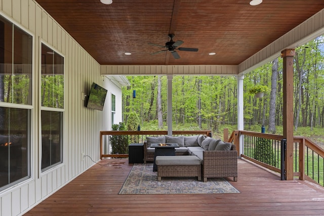 12684 US Highway 41, Tracy City, TN 37387 - wooden terrace featuring an outdoor hangout area and a ceiling fan