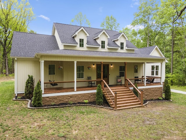 12684 US Highway 41, Tracy City, TN 37387 - view of front facade with a shingled roof, stairs, a front lawn, and covered porch