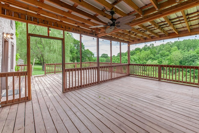 2046 Scribners Mill Rd, Culleoka, TN 38451 - wooden deck with ceiling fan