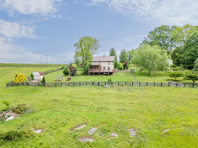 2046 Scribners Mill Rd, Culleoka, TN 38451 - view of yard featuring a view of rural / pastoral area and a wooden deck