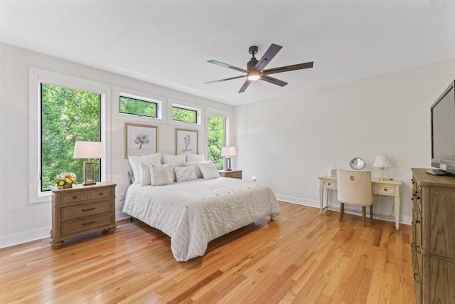 304 Cedar Hollow Ct, Lebanon, TN 37087 - bedroom featuring multiple windows, light wood-style flooring, and ceiling fan
