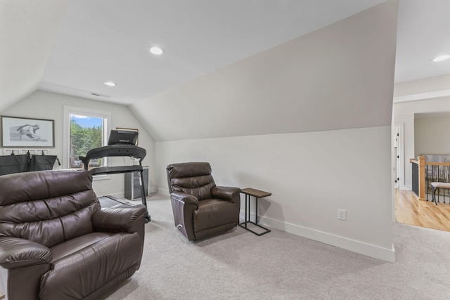 304 Cedar Hollow Ct, Lebanon, TN 37087 - living area with lofted ceiling, baseboards, carpet, and recessed lighting