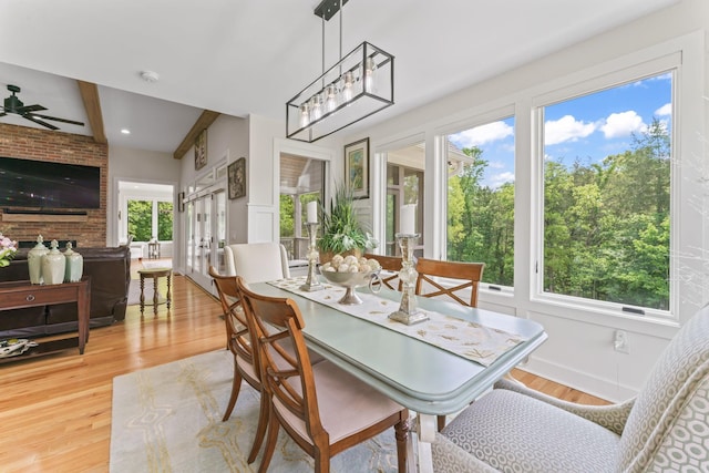 304 Cedar Hollow Ct, Lebanon, TN 37087 - dining room with light wood-type flooring, french doors, and ceiling fan
