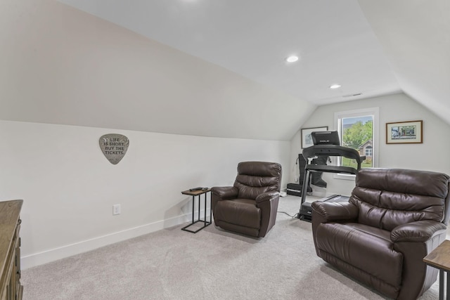 304 Cedar Hollow Ct, Lebanon, TN 37087 - carpeted living area featuring vaulted ceiling, baseboards, and recessed lighting
