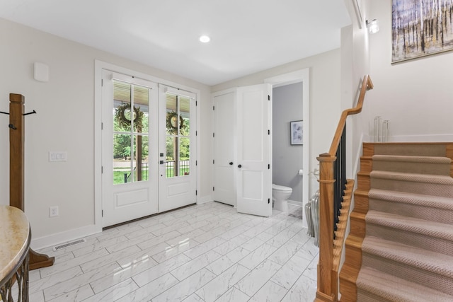 304 Cedar Hollow Ct, Lebanon, TN 37087 - entryway with stairs, light marble finish floors, baseboards, and recessed lighting