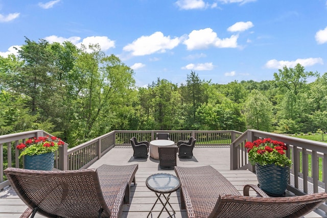 304 Cedar Hollow Ct, Lebanon, TN 37087 - wooden terrace featuring outdoor dining space and a view of trees