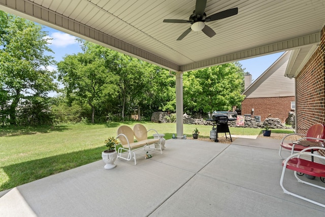 view of patio / terrace featuring ceiling fan