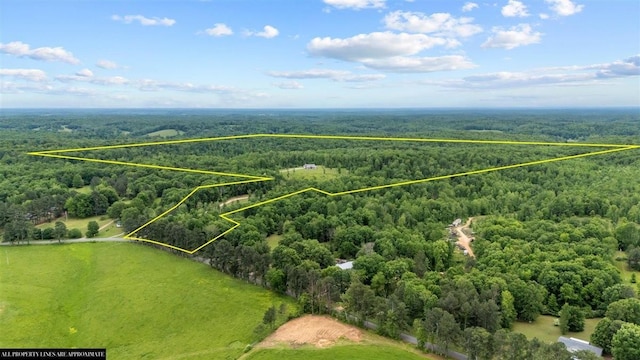 3571 Old Blacktop Rd, Mc Ewen, TN 37101 - aerial overview of property's location featuring a heavily wooded area and property parcel outlined
