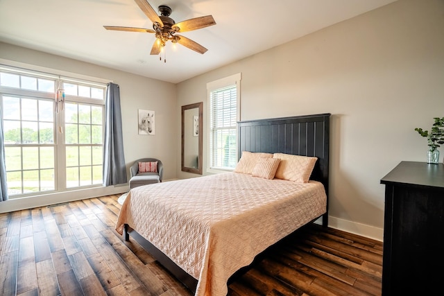 82 Staggs Rd, Ethridge, TN 38456 - bedroom featuring hardwood / wood-style flooring, baseboards, and ceiling fan