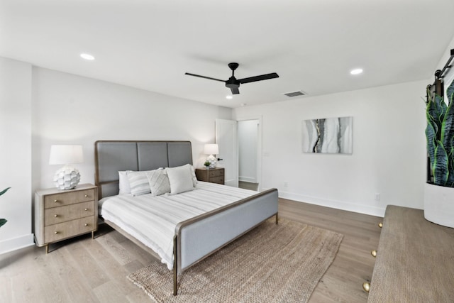 358 Coopertown Rd, Unionville, TN 37180 - bedroom featuring wood finished floors, recessed lighting, baseboards, and a ceiling fan