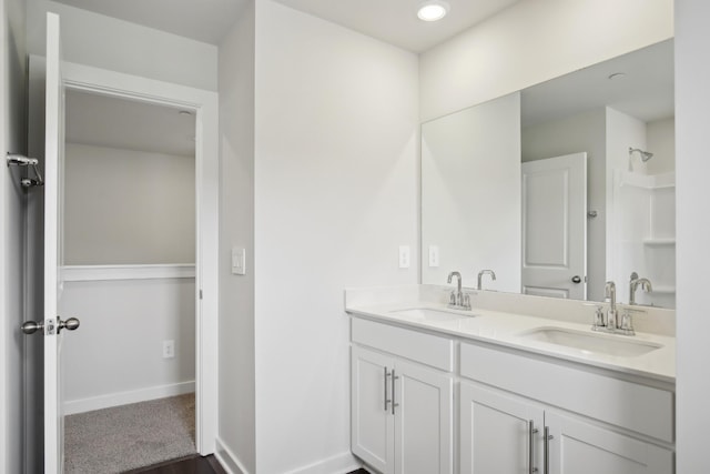 4621 Winslet Dr, Smyrna, TN 37167 - full bath featuring double vanity, baseboards, and recessed lighting
