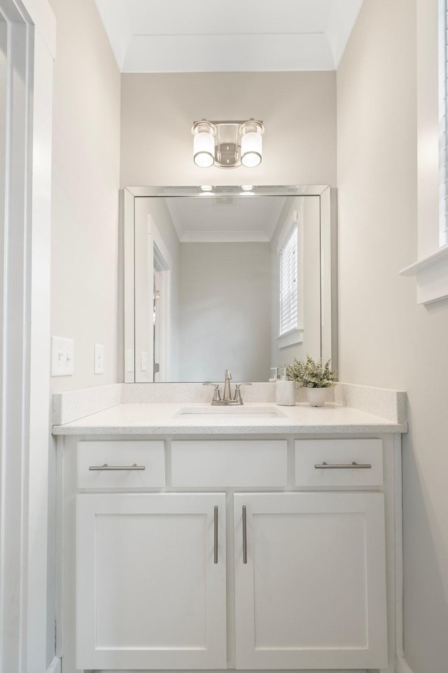 513 Westboro Dr, Nashville, TN 37209 - bathroom with vanity and ornamental molding