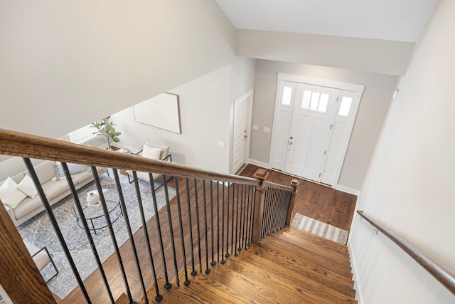513 Westboro Dr, Nashville, TN 37209 - stairway featuring wood finished floors and baseboards