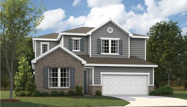 113 W Cassa Way, Mount Juliet, TN 37122 - traditional home featuring brick siding, a garage, driveway, a front lawn, and roof with shingles