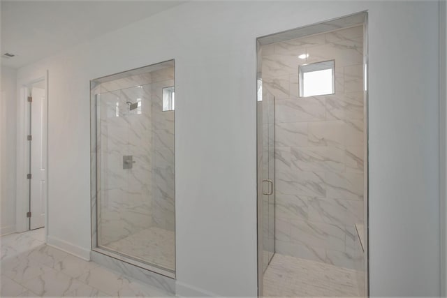 113 W Cassa Way, Mount Juliet, TN 37122 - bathroom featuring marble finish flooring, a marble finish shower, and baseboards
