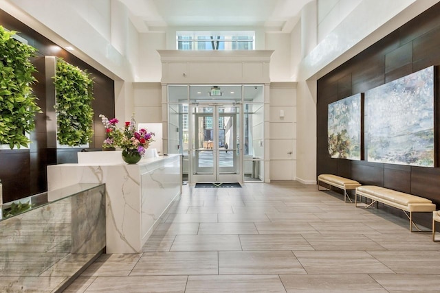 building lobby with a high ceiling