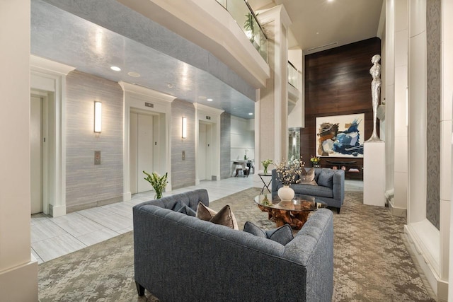 lobby with recessed lighting