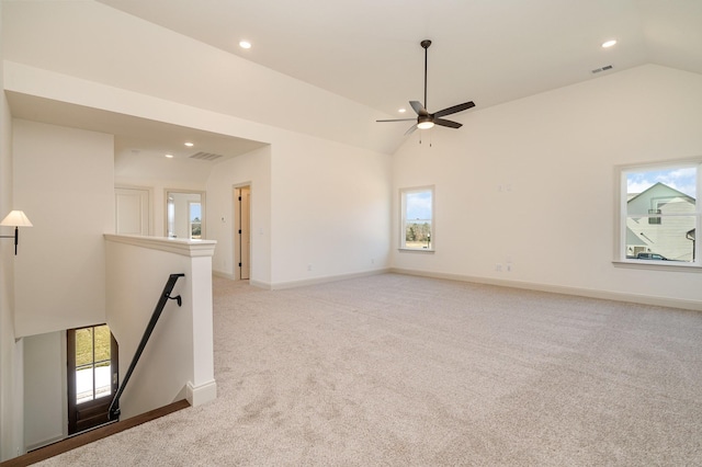 1709 Martha Washington Way, Murfreesboro, TN 37130 - spare room with light colored carpet, plenty of natural light, vaulted ceiling, recessed lighting, and baseboards
