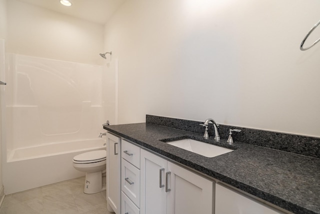 1709 Martha Washington Way, Murfreesboro, TN 37130 - full bathroom featuring vanity, toilet, shower / bathtub combination, recessed lighting, and marble finish floors