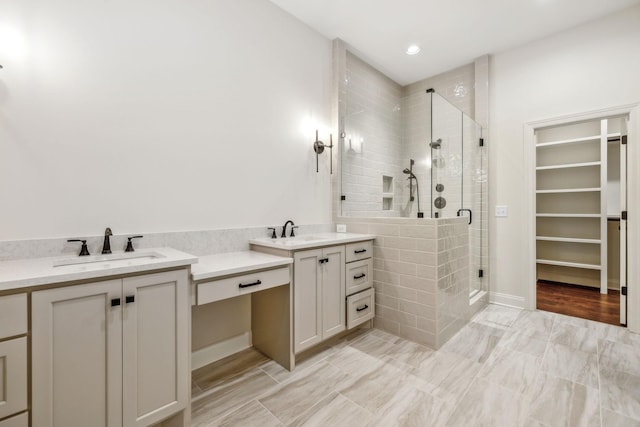 1900 Martha Washington Way, Murfreesboro, TN 37130 - bathroom with a shower stall, a spacious closet, vanity, and recessed lighting
