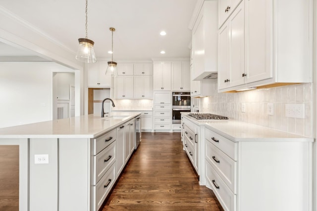1900 Martha Washington Way, Murfreesboro, TN 37130 - kitchen featuring a sink, stainless steel appliances, white cabinets, dark wood-style flooring, and tasteful backsplash
