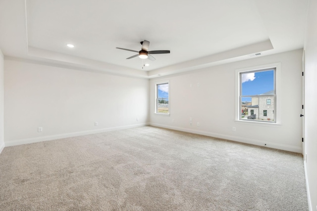 1900 Martha Washington Way, Murfreesboro, TN 37130 - empty room with a tray ceiling, ceiling fan, baseboards, carpet flooring, and recessed lighting
