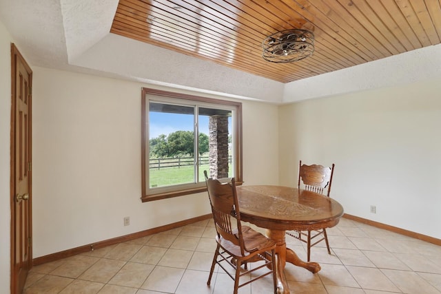 1361 Madison Creek Rd, Goodlettsville, TN 37072 - dining room with a tray ceiling, light tile patterned floors, and wooden ceiling