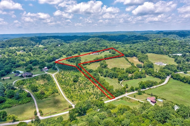 1361 Madison Creek Rd, Goodlettsville, TN 37072 - aerial view of sparsely populated area featuring property boundaries highlighted and a forest