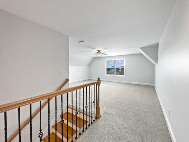 1117 Bandini Ct, Lascassas, TN 37085 - additional living space with carpet floors, a ceiling fan, vaulted ceiling, and baseboards