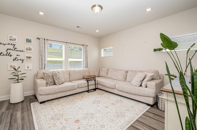 1063 Holland Ridge Way, Lebanon, TN 37090 - living room with wood finished floors, baseboards, and recessed lighting