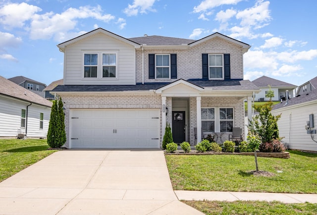 1063 Holland Ridge Way, Lebanon, TN 37090 - view of front of house with brick siding, a front yard, concrete driveway, and a garage